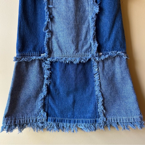 Vintage 90’s Princess Collection Denim Fringe Patchwork Dress Girls Size S 7/8 - Picture 3 of 11